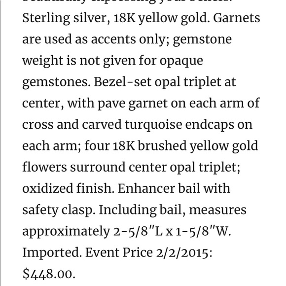 Barbara Bixby Opal Turquoise Cross NWOT - Picture 13 of 14